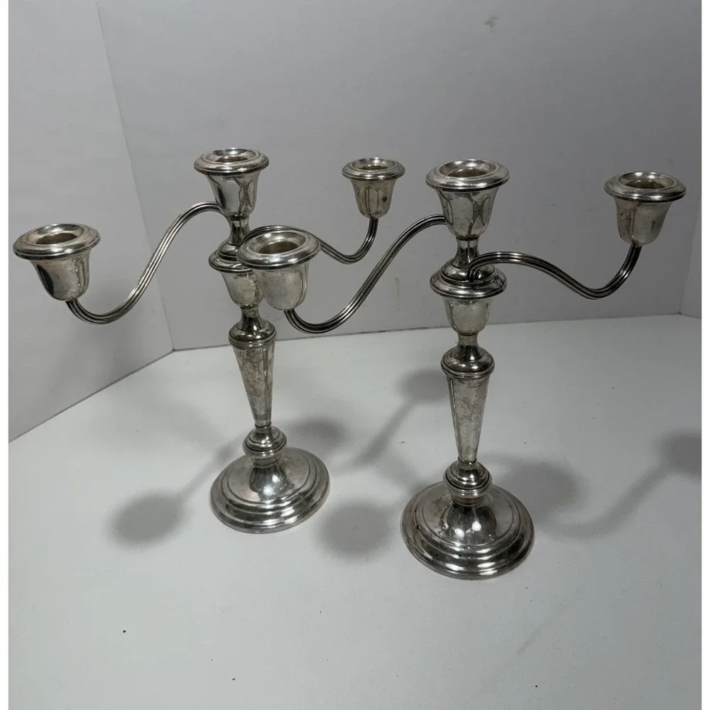 Gorham Sterling Silver Weighted Twist 808/1 Candelabra‎ Dents On It Pair